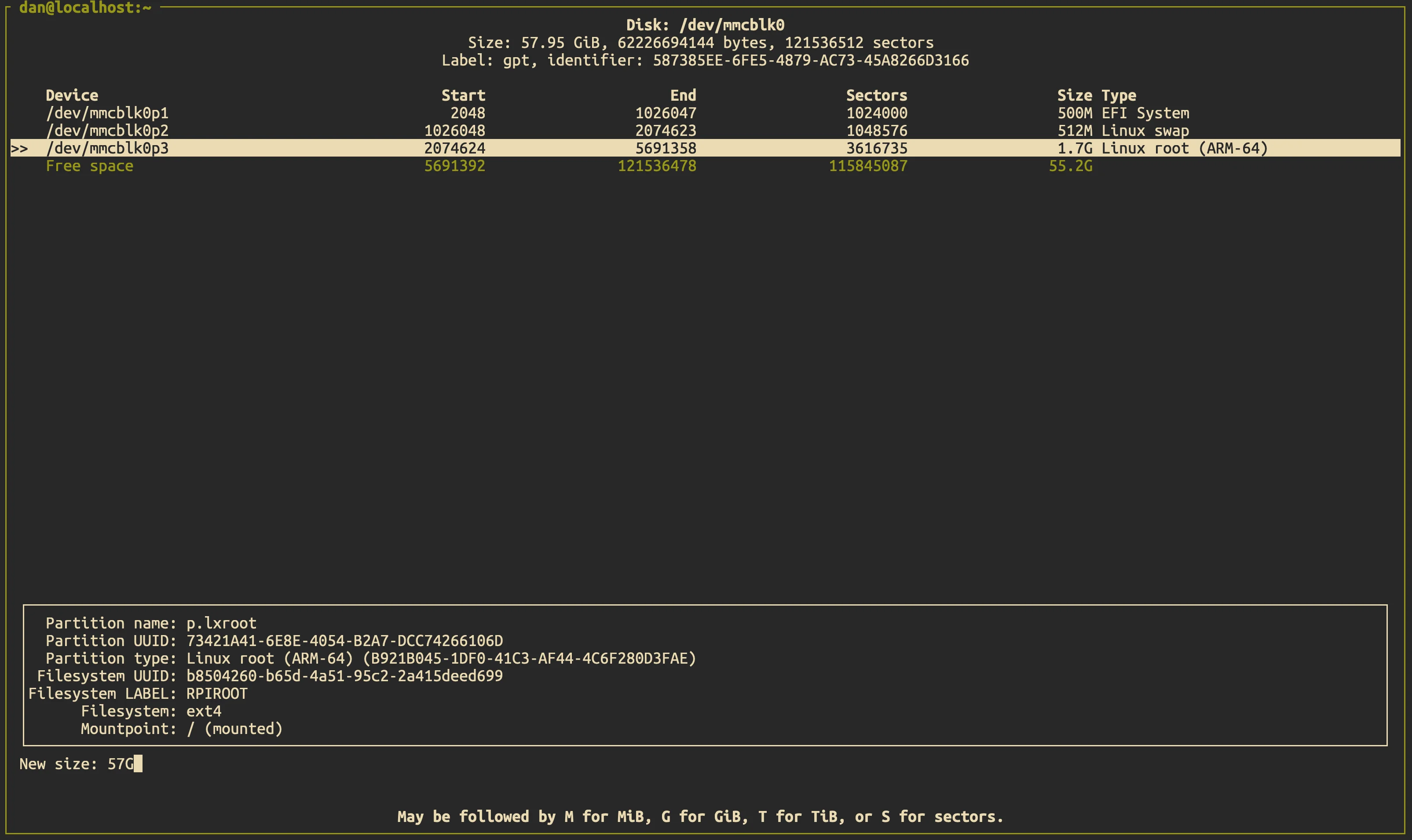 all available free space