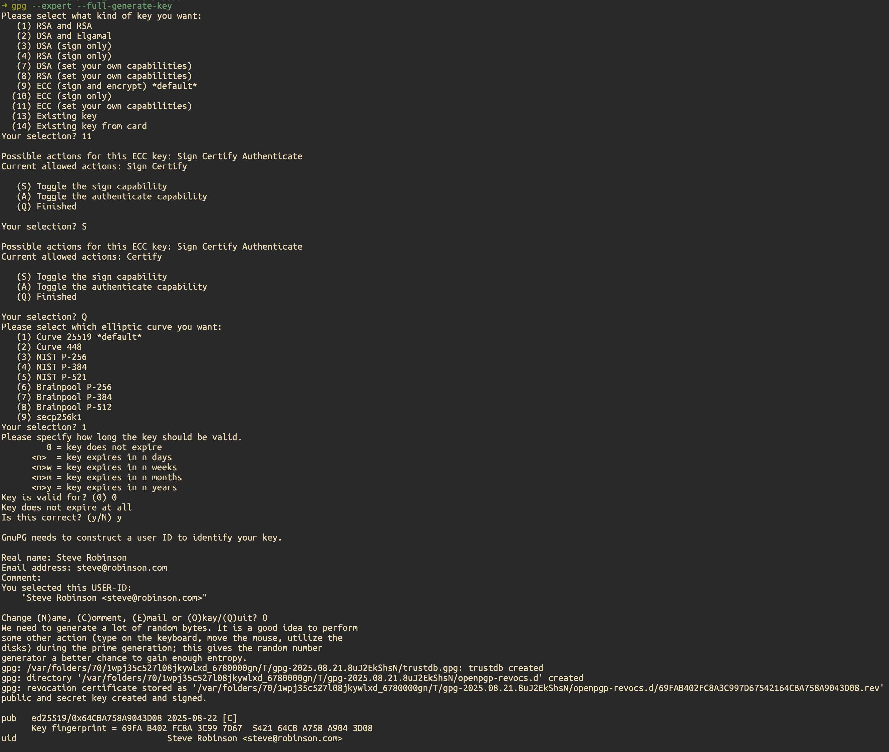 Creating Certify-only primary key